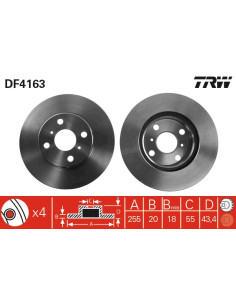 Toyota Yaris 01- priekšējie bremžu diski TRW DF4163 2
